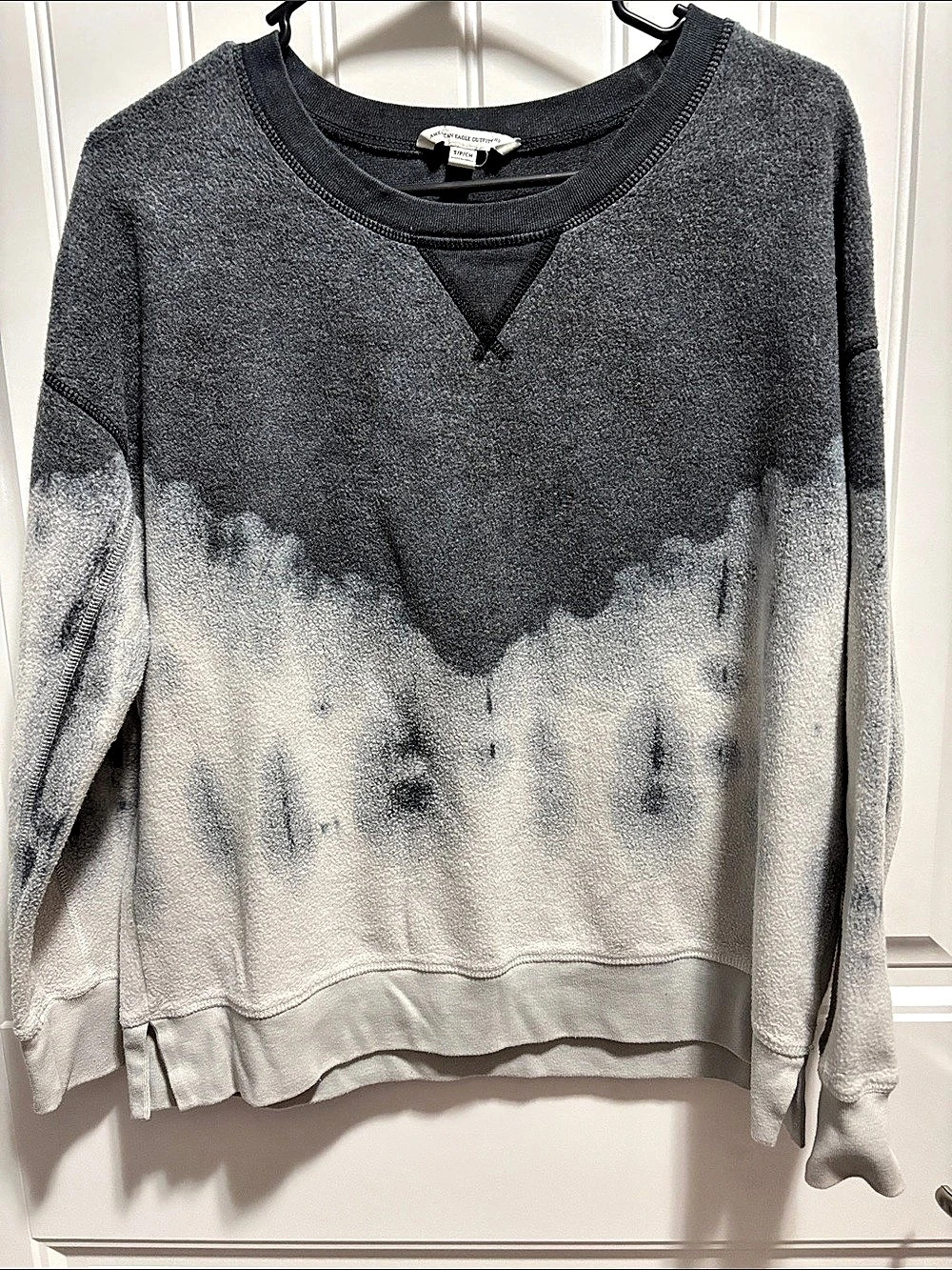American Eagle Small Gray Ombré Bleach Effect Sweatshirt Pullover